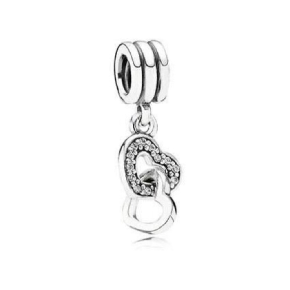 Pandora Pave Interlocking Heart Dangle Charm - image 1